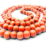 Cheerful Orange Dyed Wood Bead Super-Long Necklace