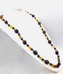 Mystic Fall Tones Plastic Bead Necklace with Brown Swirled, Orange Striped & Brown Round Beads