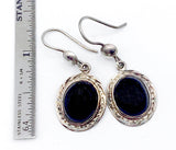 Elegant Sterling and Onyx Cabachon Dangle Earrings