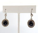 Elegant Sterling and Onyx Cabachon Dangle Earrings