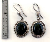 Elegant Sterling and Onyx Cabachon Dangle Earrings