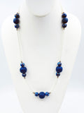 Deep Blue Large Bead Sets with Soap-Bubble Iridescent Seed Beads