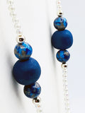 Deep Blue Large Bead Sets with Soap-Bubble Iridescent Seed Beads