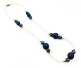 Deep Blue Large Bead Sets with Soap-Bubble Iridescent Seed Beads