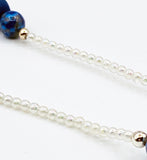 Deep Blue Large Bead Sets with Soap-Bubble Iridescent Seed Beads