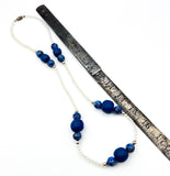 Deep Blue Large Bead Sets with Soap-Bubble Iridescent Seed Beads