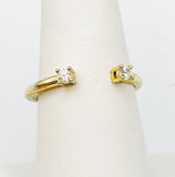 Unique Comfortable Open Adjustable Vermeil Ring With Quartz Stones