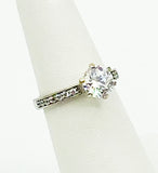 Wildly Colorful Sparkling Glass Travel Engagement Ring Silvertone Metal D Hallmark