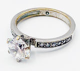 Wildly Colorful Sparkling Glass Travel Engagement Ring Silvertone Metal D Hallmark