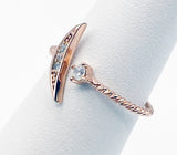 Delicate Moon and Rhinestone Star Rope Ring