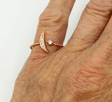 Delicate Moon and Rhinestone Star Rope Ring