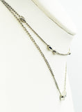 Double Heart Silvertone Pendant Double Chain Necklace