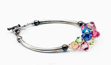 Pretty Pastel Glass Bead Bundle on Silver Tone Metal Bar Toggle Bracelet