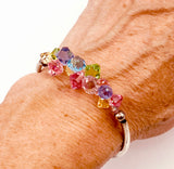 Pretty Pastel Glass Bead Bundle on Silver Tone Metal Bar Toggle Bracelet