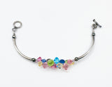 Pretty Pastel Glass Bead Bundle on Silver Tone Metal Bar Toggle Bracelet