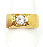Solid Impressive Men's Crystal Faux Diamond Ring 14KGE and Unknown Mark