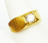 Solid Impressive Men's Crystal Faux Diamond Ring 14KGE and Unknown Mark