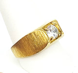 Solid Impressive Men's Crystal Faux Diamond Ring 14KGE and Unknown Mark