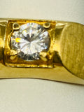 Solid Impressive Men's Crystal Faux Diamond Ring 14KGE and Unknown Mark