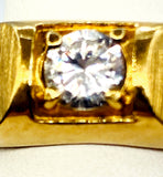 Solid Impressive Men's Crystal Faux Diamond Ring 14KGE and Unknown Mark