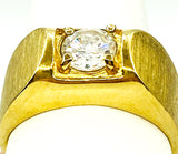 Solid Impressive Men's Crystal Faux Diamond Ring 14KGE and Unknown Mark