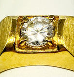 Solid Impressive Men's Crystal Faux Diamond Ring 14KGE and Unknown Mark