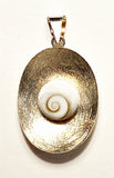 Delicate Shiva Eye Shell Sterling Concave Brushed Web Surface Pendant