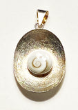 Delicate Shiva Eye Shell Sterling Concave Brushed Web Surface Pendant