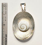 Delicate Shiva Eye Shell Sterling Concave Brushed Web Surface Pendant