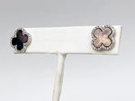 Surprising Four Petal Flower Stud Earrings of dark Mother of Pearl and Sterling