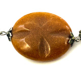 Earthy Jasper Agate Chalcedony and Plastic Bead Necklace on Tripled Silver Tone Metal Chain