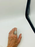 Fabulous Marquise Cluster Cocktail Ring Set with Glass Stones in Silvertone Metal Travel Ring Size 7.75