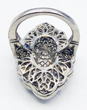 Fabulous Marquise Cluster Cocktail Ring Set with Glass Stones in Silvertone Metal Travel Ring Size 7.75