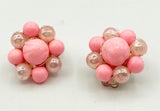 Fun Flirty Bubblegum Pink Clip-On Earrings FLower Cluster Japan 1950s -1960s