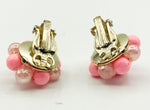 Fun Flirty Bubblegum Pink Clip-On Earrings FLower Cluster Japan 1950s -1960s