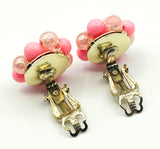 Fun Flirty Bubblegum Pink Clip-On Earrings FLower Cluster Japan 1950s -1960s