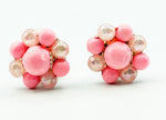 Fun Flirty Bubblegum Pink Clip-On Earrings FLower Cluster Japan 1950s -1960s