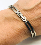 Slinky, Sturdy Silvertone Metal Bracelet of Long Rectangular Links