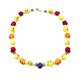 Fun Colorful Howlite Skull Bead Necklace for Halloween or Day of the Dead