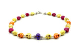 Fun Colorful Howlite Skull Bead Necklace for Halloween or Day of the Dead