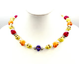 Fun Colorful Howlite Skull Bead Necklace for Halloween or Day of the Dead