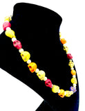 Fun Colorful Howlite Skull Bead Necklace for Halloween or Day of the Dead
