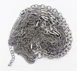 Modernist Steampunk Large Open Link with Fine Cable Chain Sections Silvertone Metal Necklace