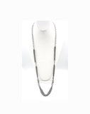 Modernist Steampunk Large Open Link with Fine Cable Chain Sections Silvertone Metal Necklace