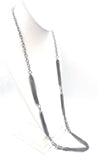 Modernist Steampunk Large Open Link with Fine Cable Chain Sections Silvertone Metal Necklace
