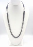 Modernist Steampunk Large Open Link with Fine Cable Chain Sections Silvertone Metal Necklace