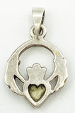 Darling Irish Claddagh Pendant in Silver with Black Onyx Inlay