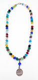 Silly Sterling Round TUIT "I'll get around to it" Necklace on Candy Bright Beads