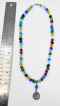 Silly Sterling Round TUIT "I'll get around to it" Necklace on Candy Bright Beads