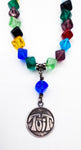 Silly Sterling Round TUIT "I'll get around to it" Necklace on Candy Bright Beads